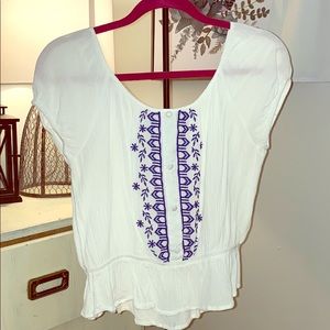 Blue and white crop top